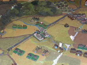 Gemioncourt Farm from the French position in the south.