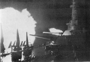 USS Washington engaged during night combat in Ironbottom Sound